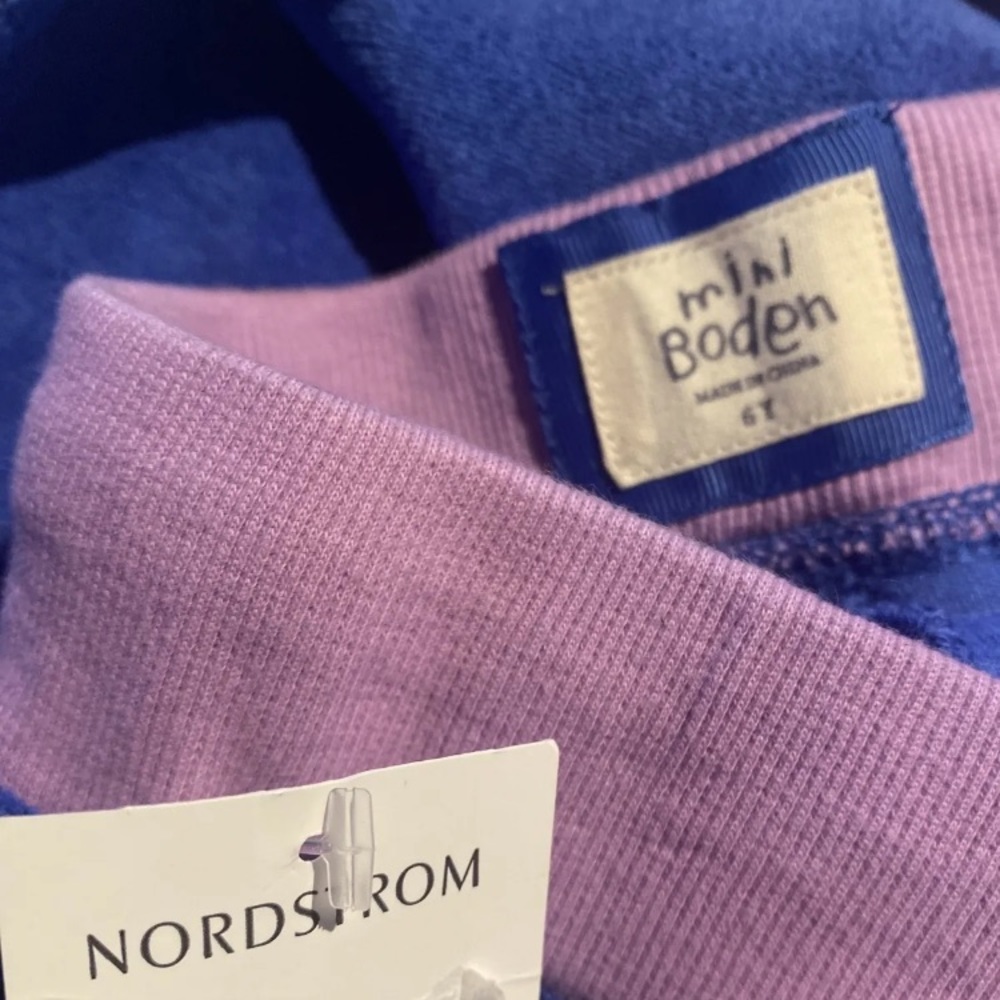 MINI BODEN Girls Terry Toweling Blue Jogger Pants W/ Lavender Waist  Sz 6 Y NWT - Picture 6 of 9
